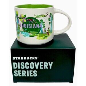Starbucks Discovery Series Louisiana Green 14oz Ceramic Mug Mardi Gras Bayou